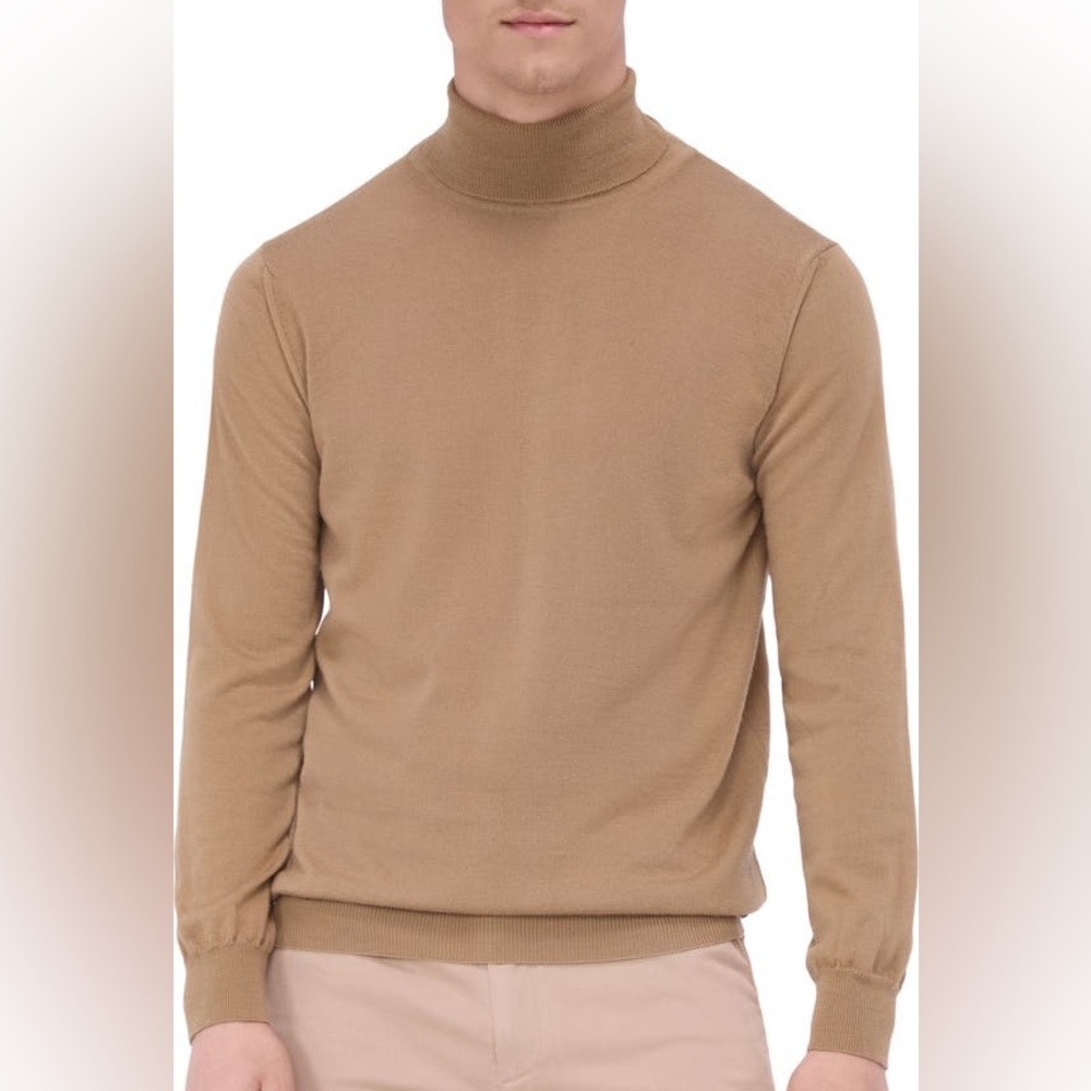BUGATCHI SAWYER MENS MERINO WOOL TURTLENECK IN CAMEL XL NWOT